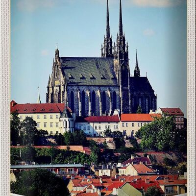 Cartel de chapa viaje 20x30cm Iglesia de la ciudad de Brno-Brünn República Checa