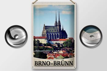 Panneau en tôle voyage 20x30cm Église de la ville de Brno-Brünn République tchèque 2
