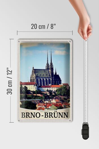 Panneau en tôle voyage 20x30cm Église de la ville de Brno-Brünn République tchèque 4