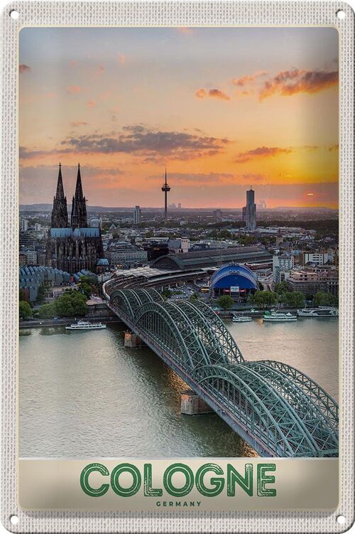 Blechschild Reise 20x30cm Köln Deutschlan Stadttrip Dom Brücke