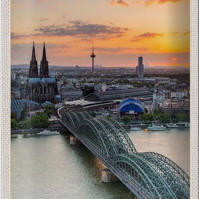 Targa in metallo da viaggio 20x30 cm Colonia Germania gita in città ponte della cattedrale