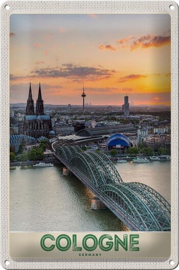 Panneau en étain voyage 20x30cm Cologne Allemagne city trip cathédrale pont 1