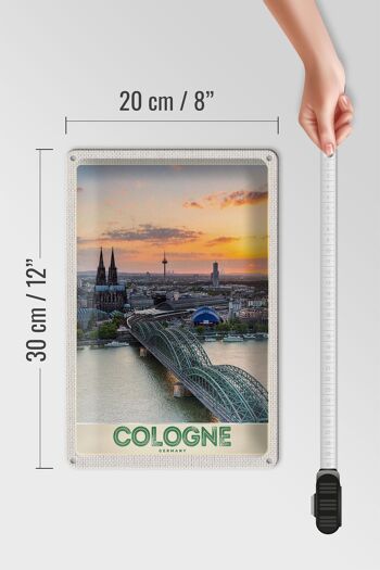 Panneau en étain voyage 20x30cm Cologne Allemagne city trip cathédrale pont 4