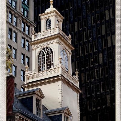 Panneau en étain voyage 20x30cm, USA, Amérique, Boston, monument