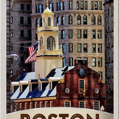 Cartel de chapa de viaje, 20x30cm, América, EE. UU., Boston, arquitectura