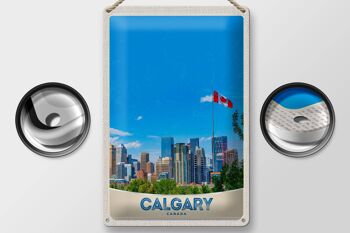Signe en étain voyage 20x30cm, drapeau de la ville de Calgary Canada, vacances 2
