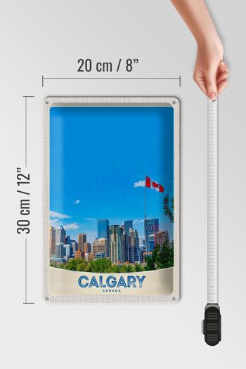 Signe en étain voyage 20x30cm, drapeau de la ville de Calgary Canada, vacances 4