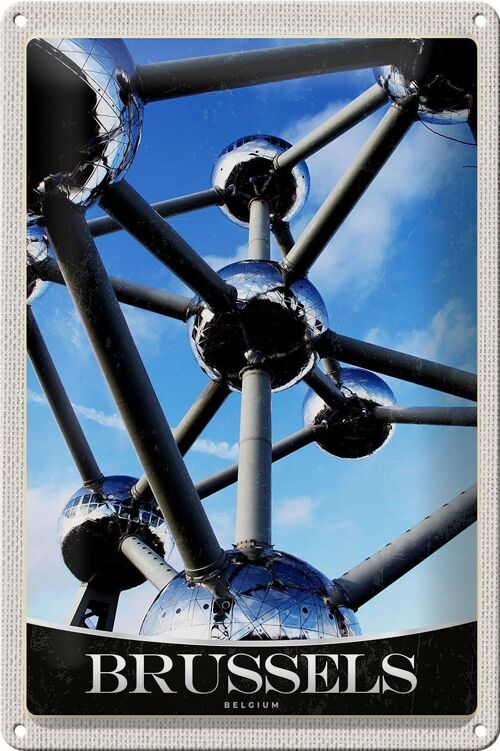 Blechschild Reise 20x30cm Brüssel Belgien Atomium Chemie Urlaub