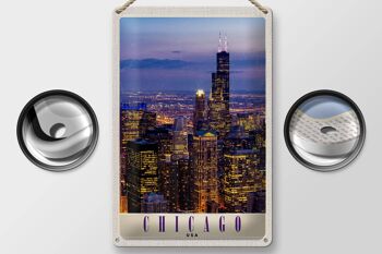 Panneau de voyage en étain, 20x30cm, Chicago, amérique, états-unis, soirée de grande hauteur 2