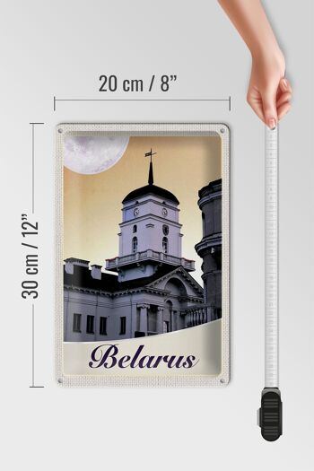 Signe en étain voyage 20x30cm, bâtiment d'architecture biélorusse, vacances 4