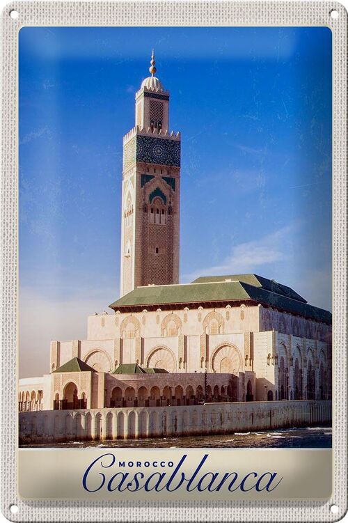Blechschild Reise 20x30cm Casablanca Marokko Architektur Afrika