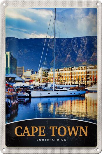 Panneau de voyage en étain, 20x30cm, Cape Town, afrique du sud, yacht, montagnes, mer 1