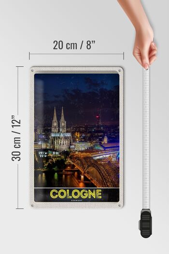 Signe en étain voyage 20x30cm, Cologne, allemagne, pont de la cathédrale, gare 4