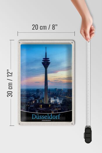 Panneau en étain voyage 20x30cm, tour de télévision de Düsseldorf, voyage avec vue 4