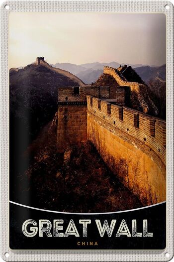 Panneau en étain voyage 20x30cm, Chine, Asie, mur chinois, 1222km 1