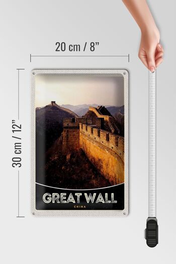 Panneau en étain voyage 20x30cm, Chine, Asie, mur chinois, 1222km 4