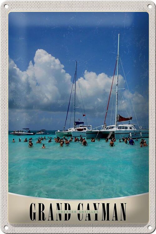Blechschild Reise 20x30cm Grand Cayman Insel Amerika Yacht
