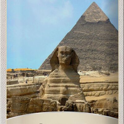 Signe en étain voyage 20x30cm, pyramide d'egypte et d'afrique, vacances dans le désert