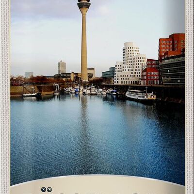 Targa in metallo da viaggio 20x30 cm Germania Torre televisiva di Düsseldorf