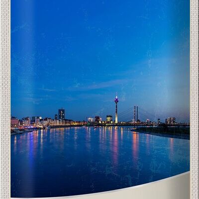 Cartel de chapa de viaje, 20x30cm, torre del puente de la ciudad del río Düsseldorf
