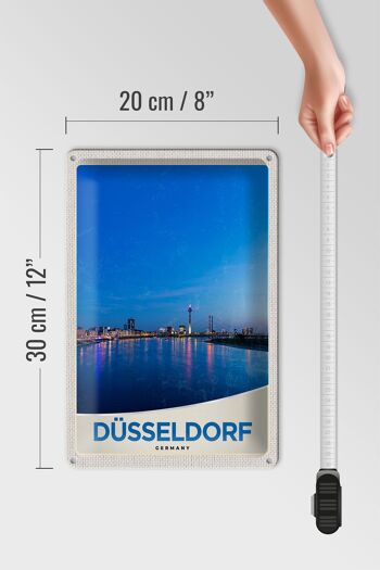 Signe en étain voyage 20x30cm, tour du pont de la ville fluviale de Düsseldorf 4