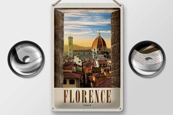 Signe en étain voyage 20x30cm, Architecture de l'église de la vieille ville de Florence 2