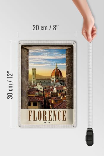 Signe en étain voyage 20x30cm, Architecture de l'église de la vieille ville de Florence 4