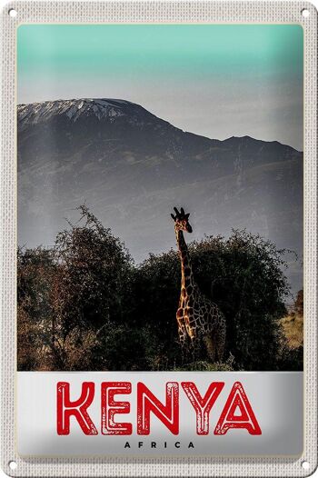 Signe en étain voyage 20x30cm, Kenya, afrique de l'est, girafe, nature sauvage 1