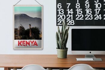 Signe en étain voyage 20x30cm, Kenya, afrique de l'est, girafe, nature sauvage 3