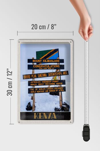 Panneau en étain voyage 20x30cm, Kenya, afrique, mont Kilimandjaro, 5895 M 4