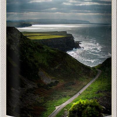 Cartel de chapa de viaje, 20x30cm, Irlanda, Europa, pradera, montañas, mar, naturaleza