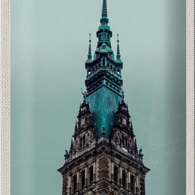 Cartel de chapa de viaje, 20x30cm, Hamburgo, Alemania, arquitectura de la iglesia