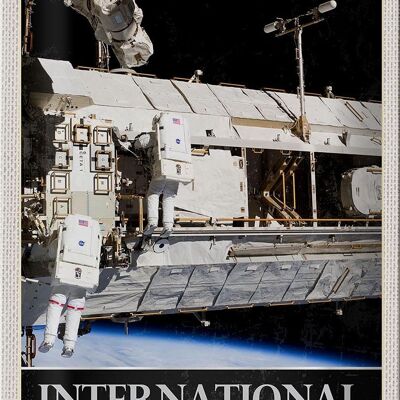Targa in metallo da viaggio 20x30 cm Spazio Stazione Spaziale Internazionale