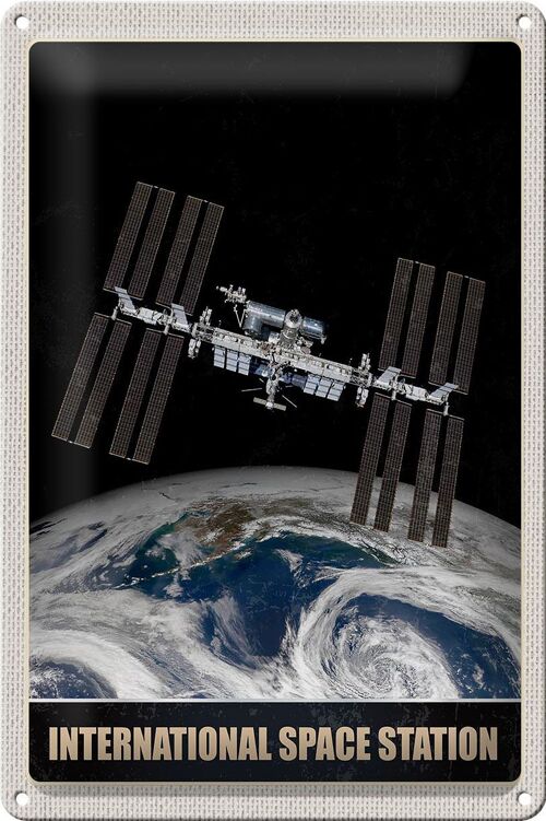 Blechschild Reise 20x30cm Weltraum Satelitenschüssel Erde