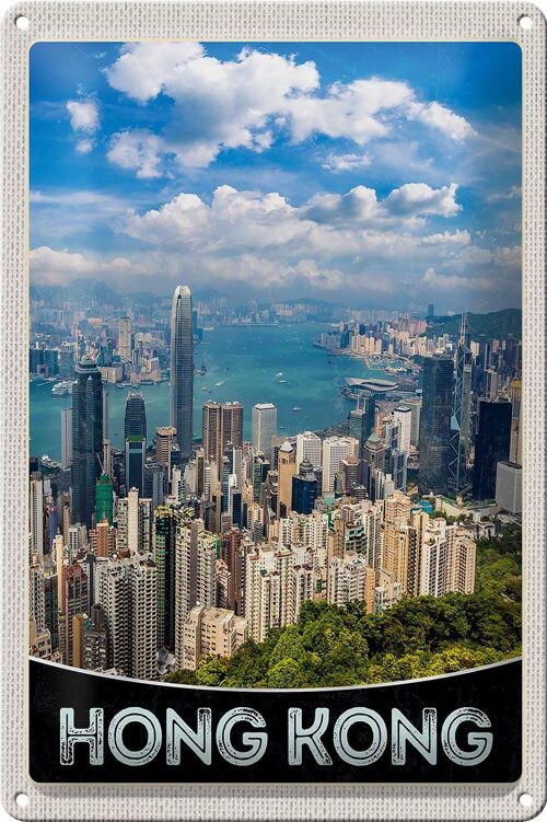 Blechschild Reise 20x30cm Hong Kong City Wolkenkratzer Hochhaus