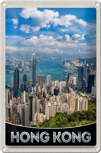 Panneau de voyage en étain, 20x30cm, gratte-ciel de la ville de Hong Kong, gratte-ciel 1