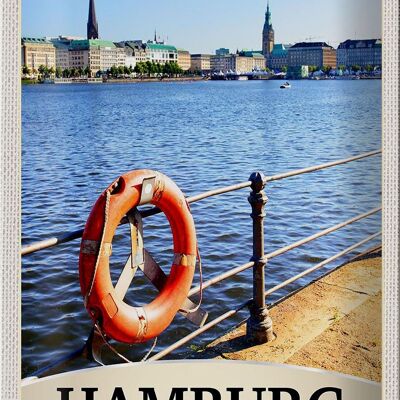 Cartel de chapa de viaje, 20x30cm, puerto de Hamburgo, Alemania, ciudad fluvial