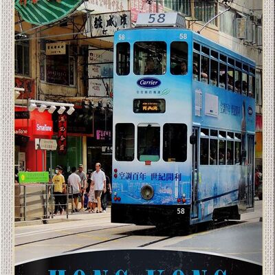 Targa in metallo da viaggio 20x30 cm Hong Kong Tram City Asia