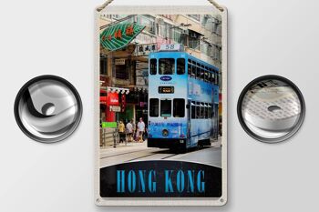 Panneau en étain voyage 20x30cm, Hong Kong Tram City asie 2
