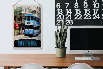 Panneau en étain voyage 20x30cm, Hong Kong Tram City asie 3