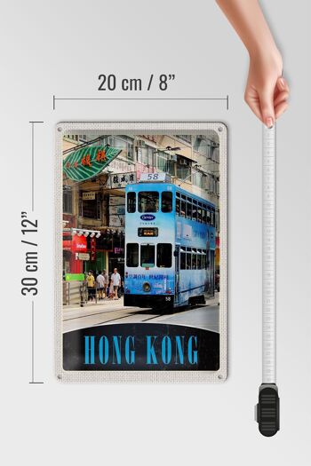 Panneau en étain voyage 20x30cm, Hong Kong Tram City asie 4