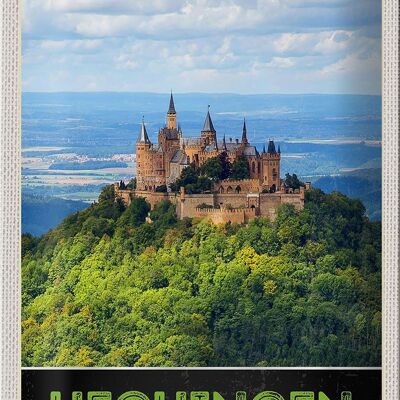 Cartel de chapa de viaje 20x30cm Vista de Hechingen Castillo de Hohenzollener