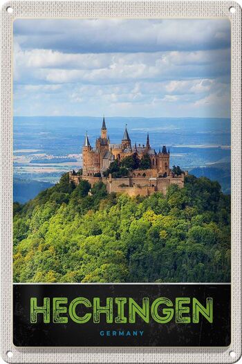 Plaque en tôle voyage 20x30cm Hechingen vue château de Hohenzollener 1