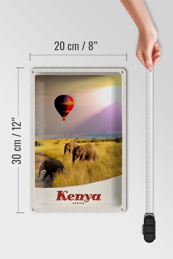 Signe en étain voyage 20x30cm, montgolfière avec éléphants d'afrique du Kenya 4
