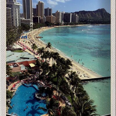 Cartel de chapa de viaje, 20x30cm, Isla de Hawái, América, EE. UU., playa de vacaciones