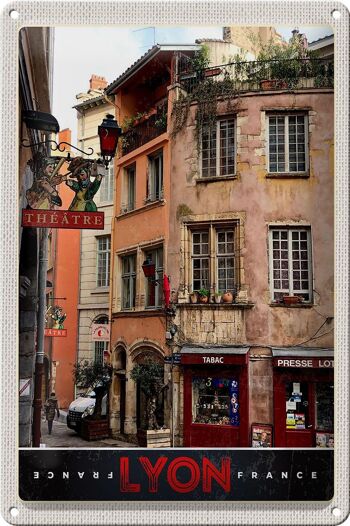 Plaque en tôle Voyage 20x30cm Lyon Ville France Tabac Théâtre 1