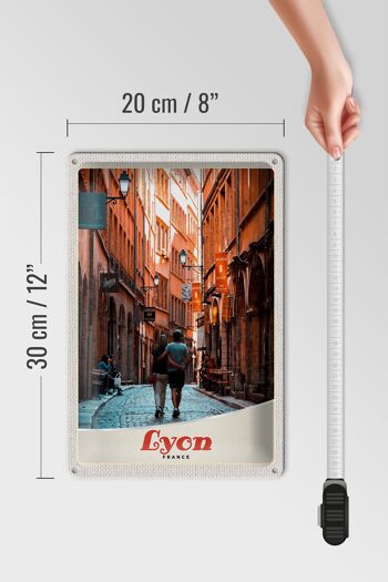 Panneau en étain voyage 20x30cm, Lyon France Couple vacances dans la vieille ville 4