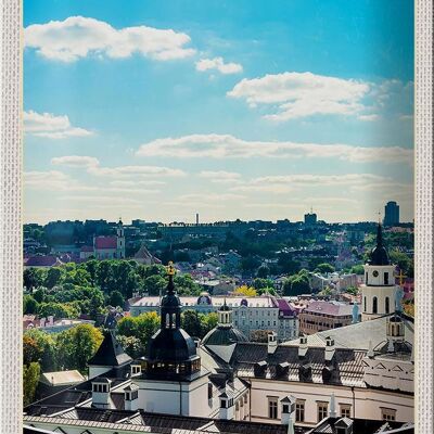 Cartel de chapa viaje 20x30cm Vista de Lituania recorrido por la ciudad de vacaciones