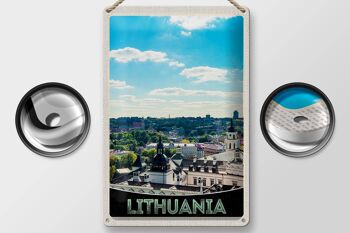 Panneau en étain voyage 20x30cm, vue sur la visite de la ville de vacances en Lituanie 2