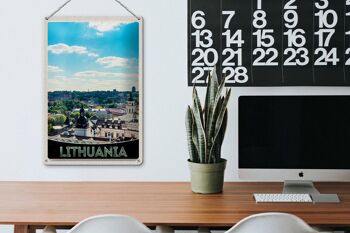 Panneau en étain voyage 20x30cm, vue sur la visite de la ville de vacances en Lituanie 3